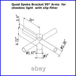 1000LED Quad Steel Spoke, Pole Top Mount Brackets, Four Spoke Arm Bracket At 90°