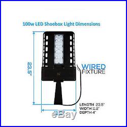 100W LED Shoebox Light Parking Lot Pole Commercial Building Lighting & Photocell