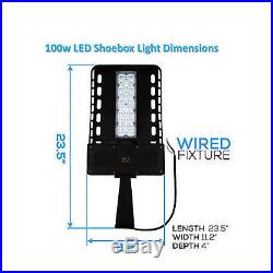 100W LED Shoebox Light Parking Lot Pole Commercial Building Warehouse Lighting