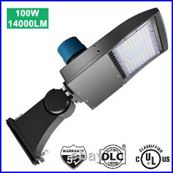 100W LED Shoebox Parking Lot light Fixture with Dusk to Dawn Photocell 5000K DLC