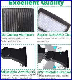 100W LED Shoebox Parking Lot light Fixture with Dusk to Dawn Photocell 5000K DLC