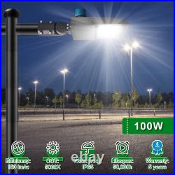 100W LED Shoebox Parking Lot light Fixture with Dusk to Dawn Photocell 5000K DLC 100W LED Shoebox Parking Lot light Fixture with Dusk to Dawn Photocell 5000K DLC