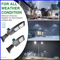 100W LED Shoebox Parking Lot light Fixture with Dusk to Dawn Photocell 5000K DLC