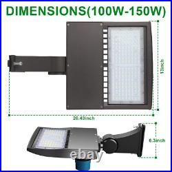 100W LED Shoebox Parking Lot light Fixture with Dusk to Dawn Photocell 5000K DLC