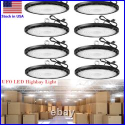 100W UFO High Bay LED Light Kit, 6000K, 8PCS, US Plug Commercial Bay Lighting