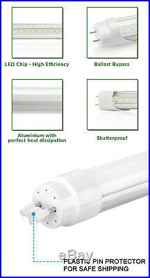100 PACK LED G13 4FT 4 Foot T8 Tube Light Bulbs 18W 6500K Clear LENS Fluorescent
