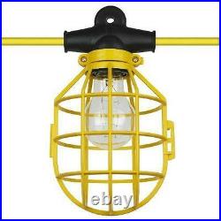 100 ft Temporary Lighting String Work Construction Bulb Cages 14/2 Male Female