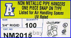 100 of Arlington Quick Latch NM2015 3/4 Inch Pipe/Conduit Hanger Clip Latch