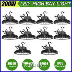 10PACK Led UFO High Bay Light US PLUG 200W 30000LM Industrial Gym Warehouse Lamp