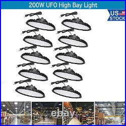 10Pack 200W UFO Led High Bay Light Factory Industrial Warehouse Shop Light 6000K