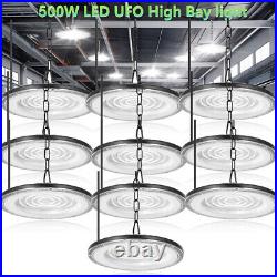 10Pack 500W UFO Led High Bay Lights Commercial Warehouse Factory Light Fixture