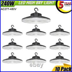 (10Pack) AC277-480V LED UFO High Bay Light 240W Dimmable Warehouse Shop Lighting