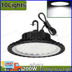 10Pack UFO LED High Bay Light 200W Work Shop Warehouse Lighting lamps 5000K