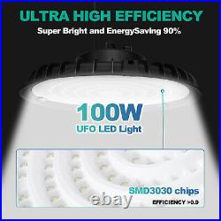 10Pcs 100W UFO LED High Bay Light 6000K Shop Work Warehouse Industrial Lighting