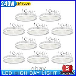 10Pcs 240W UFO LED High Bay Light Factory Warehouse Commercial Lighting 36,000LM