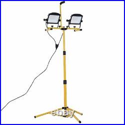10,000 Lumen LED Work Lights Dual Head Weather Resistant with Tripod Stand NEW