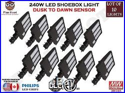10 Lights 240W LED Dusk to Dawn Shoebox ETL DLC for Parking Lot Street Light