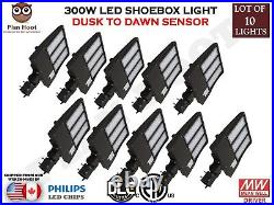 10 Lights 300W LED Dusk to Dawn Shoebox ETL DLC for Parking Lot Street Light