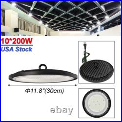 10 Pack 200W High Bay Light with Plug 6500K Factory UFO Led Shop Light Fixture