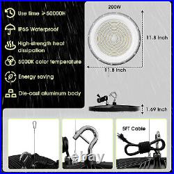 10 Pack KOMINT 200W UFO LED High Bay Lights - 24000 Lumens, 6000K Cool White For Warehouse