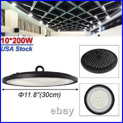 10 Pack 200W Round UFO Shop Lights 20000Lm Commercial Lighting 6500K Cold White