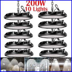 10 Pack 200W UFO LED High Bay Light Factory Warehouse Commercial Light Fixtures