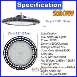 10 Pack 200W UFO LED High Bay Light Gym Warehouse Industrial Shop Garage Light