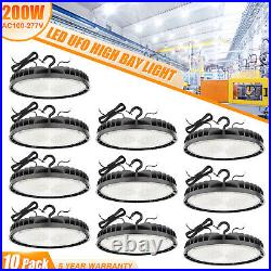 10 Pack 200W UFO LED High Bay Light Shop Fixture Warehouse Gym Industrial Lamp