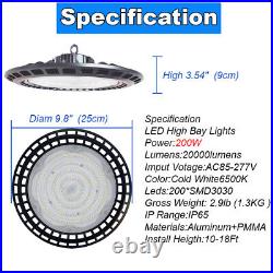 10 Pack 200W UFO LED High Bay Light Shop Industrial Commercial Factory Warehouse