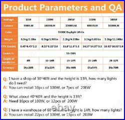 10 Pack 200W UFO LED High Bay Light Warehouse Industrial Factory Shop Shed Lamp