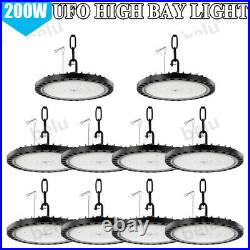 10 Pack 200W UFO Led High Bay Light Factory Warehouse Commercial Light Fixtures