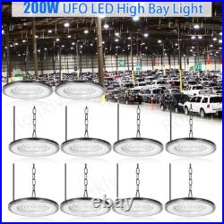10 Pack 200W UFO Led High Bay Light Warehouse Factory Commercial Light Fixtures