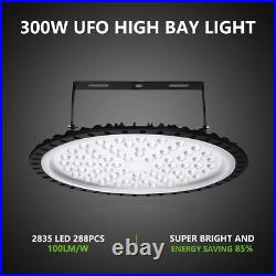10 Pack 300W UFO LED High Bay Lights Ultra Thin LED Warehouse Lighting Shop Area