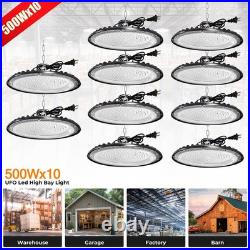 10 Pack 500W UFO LED High Bay Light Shop Industrial Commercial Factory Warehouse