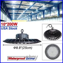 10 Pack High Quality Power Adjustable 200W UFO Light 20000Lm Bright for Garage