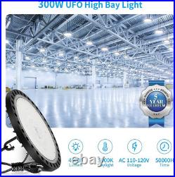 10 Pack LED High Bay Light 5000K 300W UFO High Bay Lights with US Plug Hanging