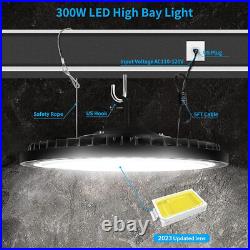 10 Pack LED High Bay Light 5000K 300W UFO High Bay Lights with US Plug Hanging