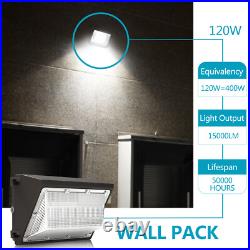 120W LED Wall Pack Lamp 5000K Dust to Dawn Commercial Outdoor Wallpack Lighting