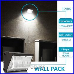 120W LED Wall Pack Lamp 5000K Dust to Dawn Commercial Wallpack Lighting DLC ETL