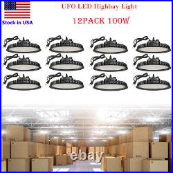 12Pack UFO Led High Bay Light 100W Factory Warehouse Commercial Light Fixtures