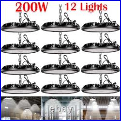 12 Pack 200W UFO LED High Bay Light Factory Warehouse Commercial Light Fixtures