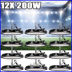 12 Pack 200W UFO LED High Bay Light Shop Light Commercial Factory Warehouse Lamp