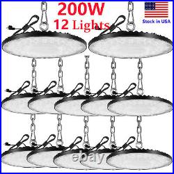 12 Pack 200W UFO Led High Bay Light Warehouse Factory Commercial Light Fixtures