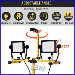 14,000 Lumen LED Work Lights Dual Head Weather Resistant with Tripod Stand