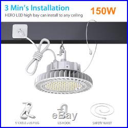 150W 5000K White LED High Bay Light UFO Fixture Dimmable Energy Efficient Lamp