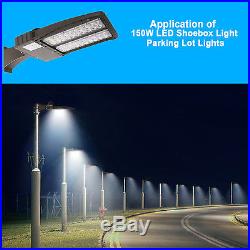 150W 6000K LED Shoebox Light Parking Lot Pole Outdoor Site Area Lights DLC ETL