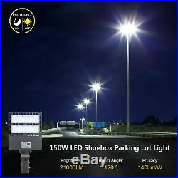 150W Commercial LED Road Street Light Flood Shoebox Industrial Lamp Dusk to Dawn