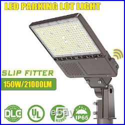 150W Commercial Parking Lot Lights Slip Fitter Mount Photocell LED Shoebox Lamp