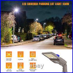 150W Dusk To Dawn LED Parking Lot Pole Light Outdoor Road Street Area Lighting