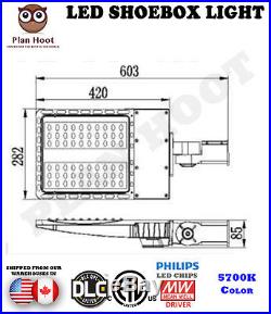150W LED Dusk to Dawn Shoebox Fixture ETL DLC for Parking Lot Street Light Pole